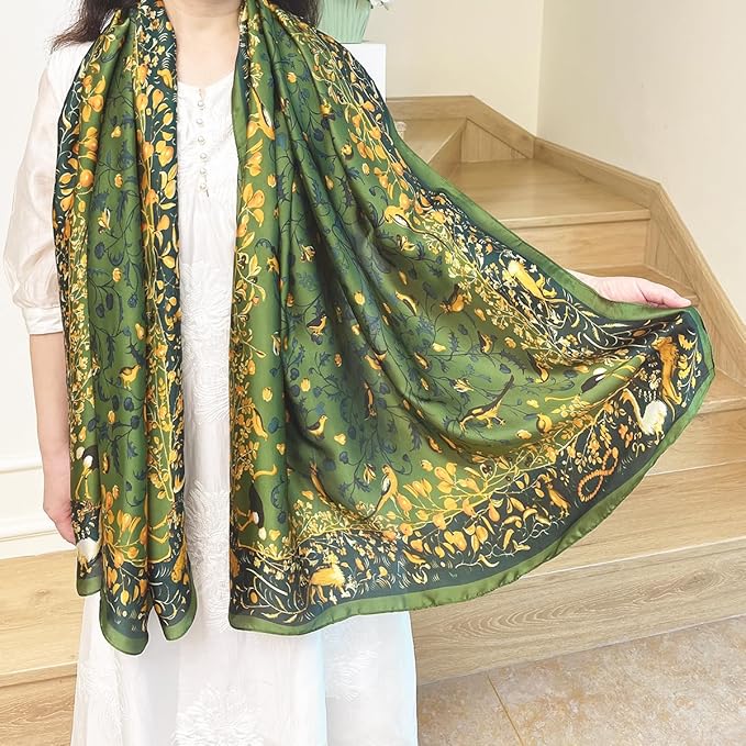 Long Silk Like Scarf Lightweight Satin Scarves Large Sunscreen Shawl Wrap for Women
