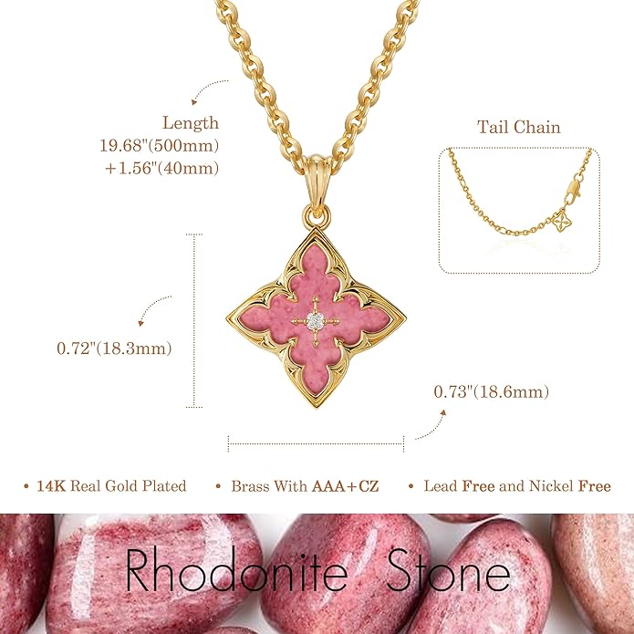 Fettero Gold Clover Necklace for Women Dainty 14K Gold Plated CZ Pendant Necklace Adjustable Chain Choker Charm Colorful Clover Pendant Lucky Necklaces for Women Jewelry