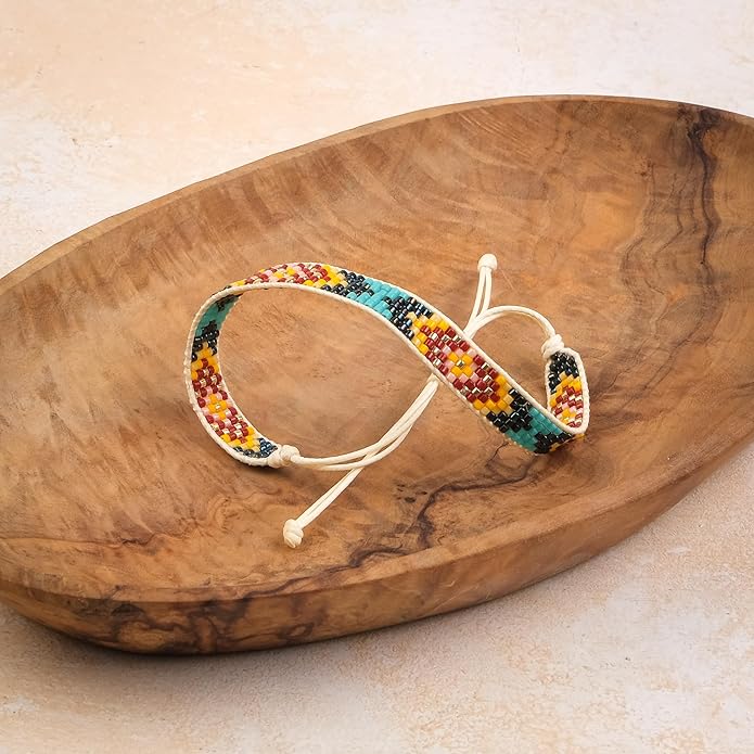 Handmade Beaded Bracelet – Adjustable Boho Friendship Wristband – Tribal Artisan Style in Red, White, and Multicolor Designs – 3 Unique Patterns
