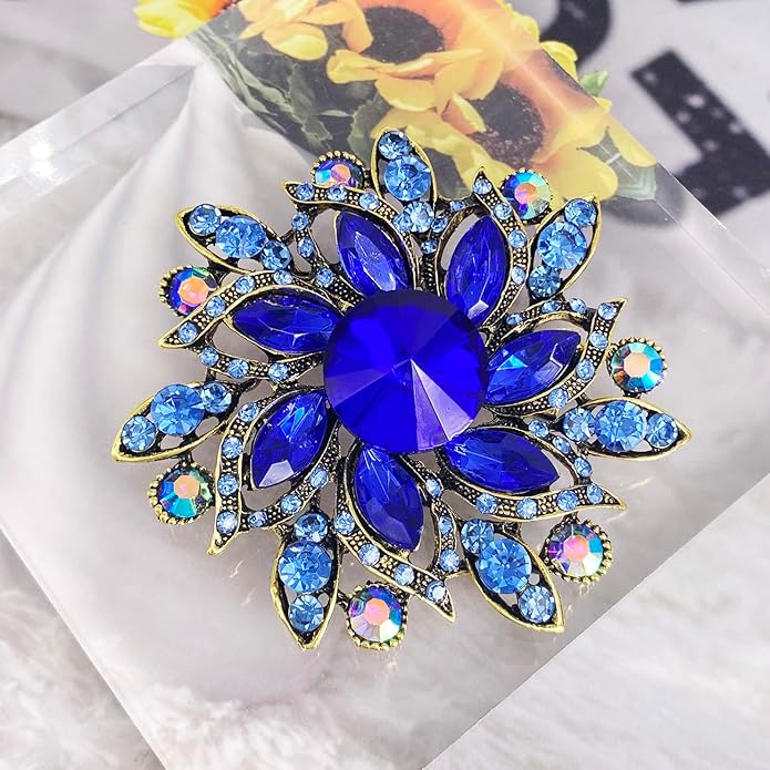 LAXPICOL Vintage Women's Austrian Crystal Elegant Flower Brooch Wedding Broach Pin