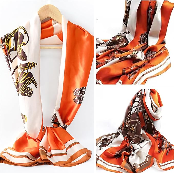Clysoru Silk Scarf For Women Hair Scarves Lightweight Satin Elegant Shawl Wraps Bufanda Mujer Fashion Accessories 70.8"X35.4"