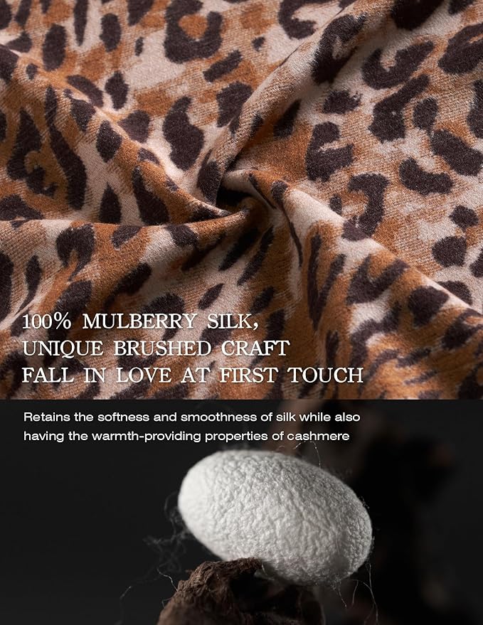 ZHE JIN Luxurious Silk Scarf Shawl Wraps for Women, Warm Scarves Winter Gift, 100% Brushed Mulberry Silk