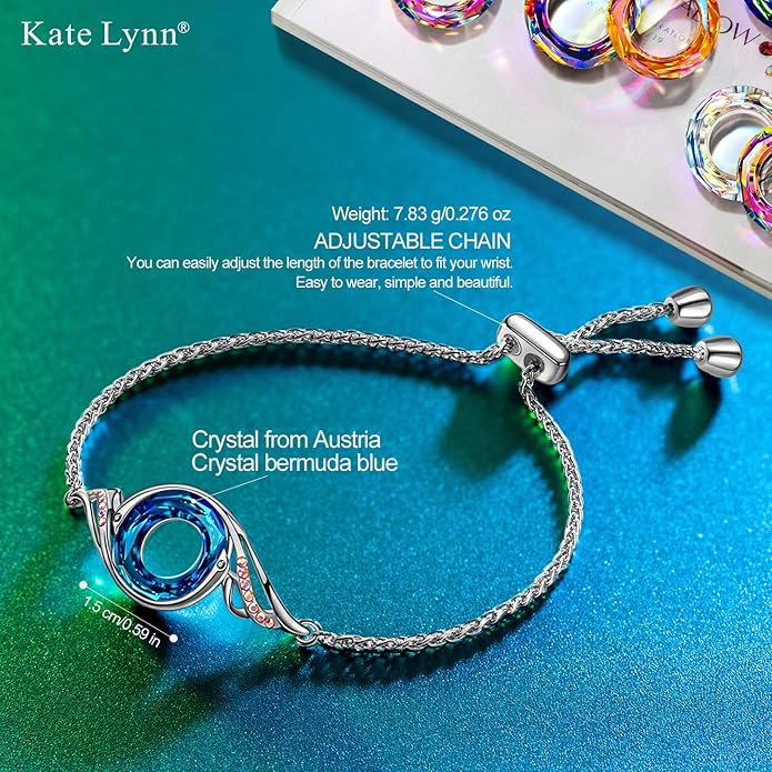 Kate Lynn ♥ Rise From the Ashes Phoenix Bracelet Made with Crystals from Austria, Adjustable Slider Bracelet for Women, Packaged with Jewelry Box, Birthday Gift for Women, Symbol of Luck and Renewal