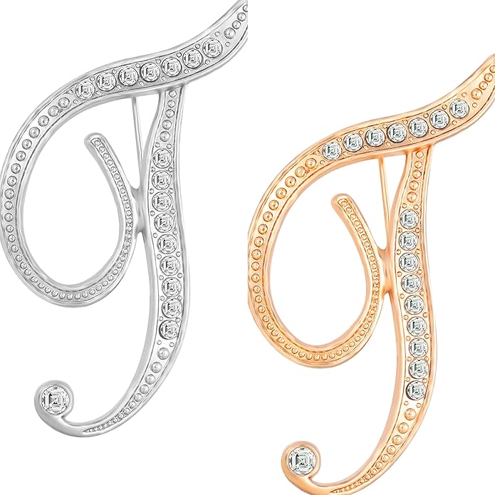 HAFILO 2 pieces initial letter brooch pin for women 26 letters fashion brooches collar pins for clothes Dress hat bulk
