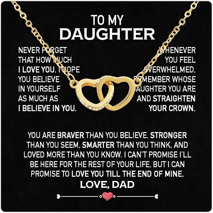Larvincy To My Daughter Necklace From Dad With Heartfelt Message & Elegant Box, Gifts For Daughter From Father, Beautiful Jewelry Gift From Love Daddy On Graduation, Birthday, Wedding, Christmas