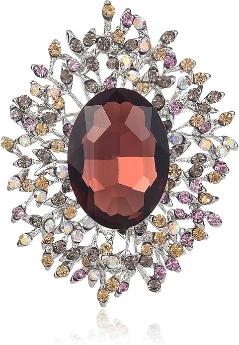 YOQUCOL Elegant Colorful Cubic Zirconia Crystal Bright Rhinestone Brooch Pins for Women Grils