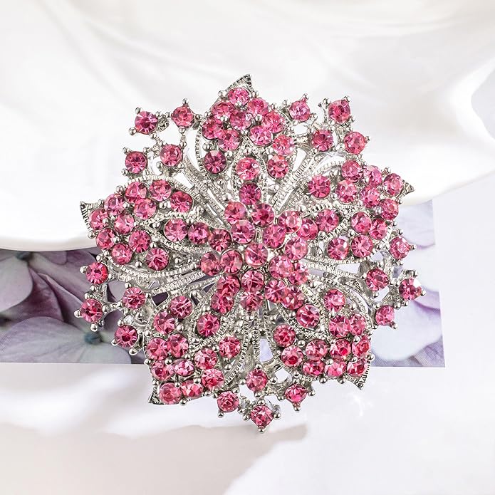 HAISWET Womens Flower-shape Statement Brooch Pin Crystal Brooch for Women