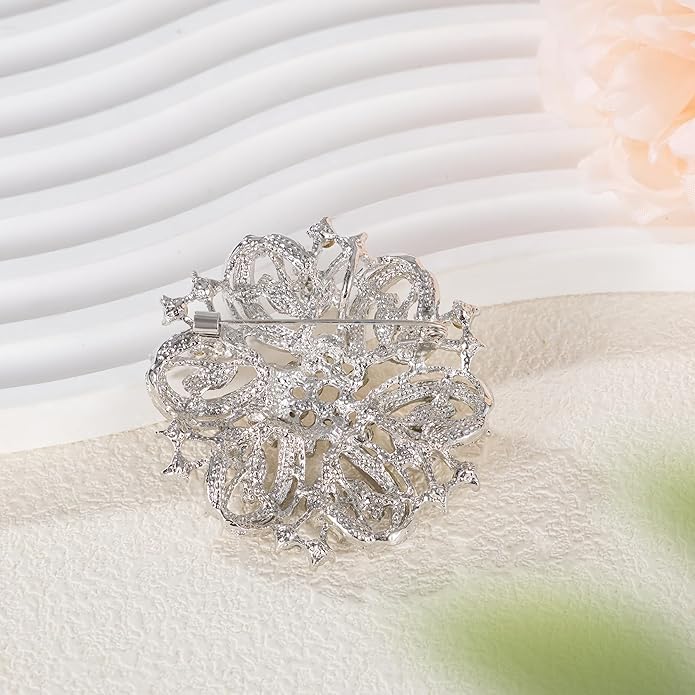 HAISWET Wedding Party Sprial Flower Crystal Rhinestone Brooch Pin for Women Jewelry
