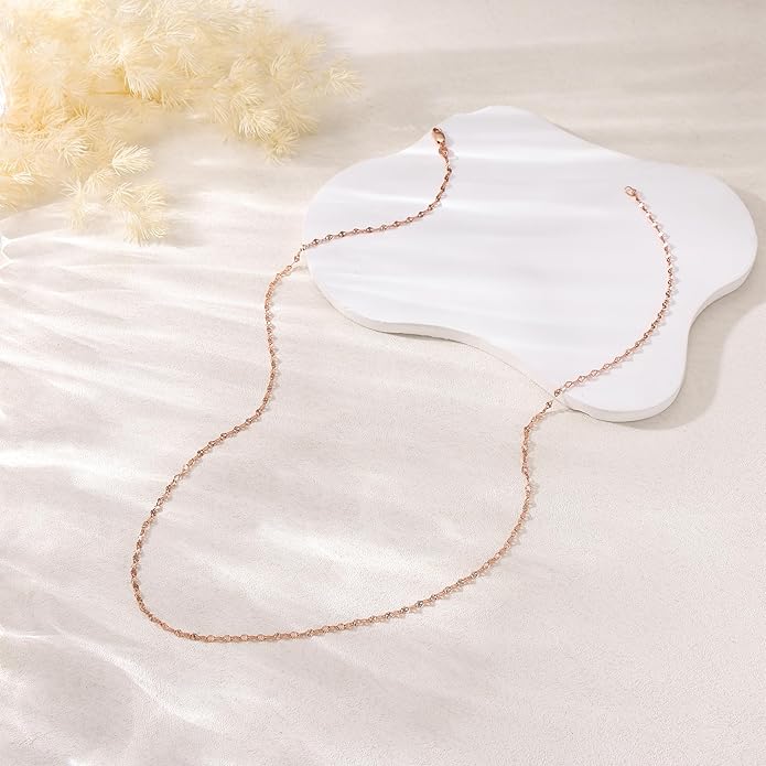 925 Sterling Silver Chain Necklace Link Chain Necklace for Women Simple Dainty 16K Gold Plated Necklace for Women Minimalist Waterproof Silver Necklace Trendy Jewelry Gifts