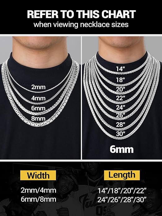 PROSTEEL Stylish Stainless Steel Round Link Chain Necklace for Men, 2mm/4mm/6mm/8mm. Silver/Gold/Black Tone, Hypoallergenic Jewelry, 14"-30", Come with Box