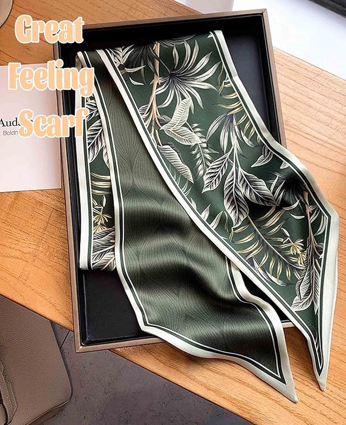 kcctoo 59" Mulberry Silk Like Head Scarf Women's Fashion Square Neck Satin Scarfs for Bag Hair Scarves Gift 59 * 5.9”
