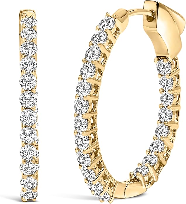 14K White or Yellow Gold 1.0 Cttw Oval Lab Grown Diamond Hoop Earrings