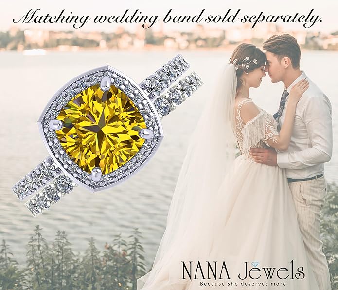 NANA Jewels Sterling Silver Engagement Rings for Women - Choose Simulated Morganite, Citrine, Aquamarine & More