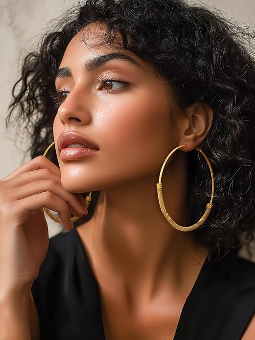 PROSTEEL 30/40/60/80/100mm Chunky Hoop Earrings For Women Gold Plated/Black Stainless Steel Hoops Earrings Statement Jewelry