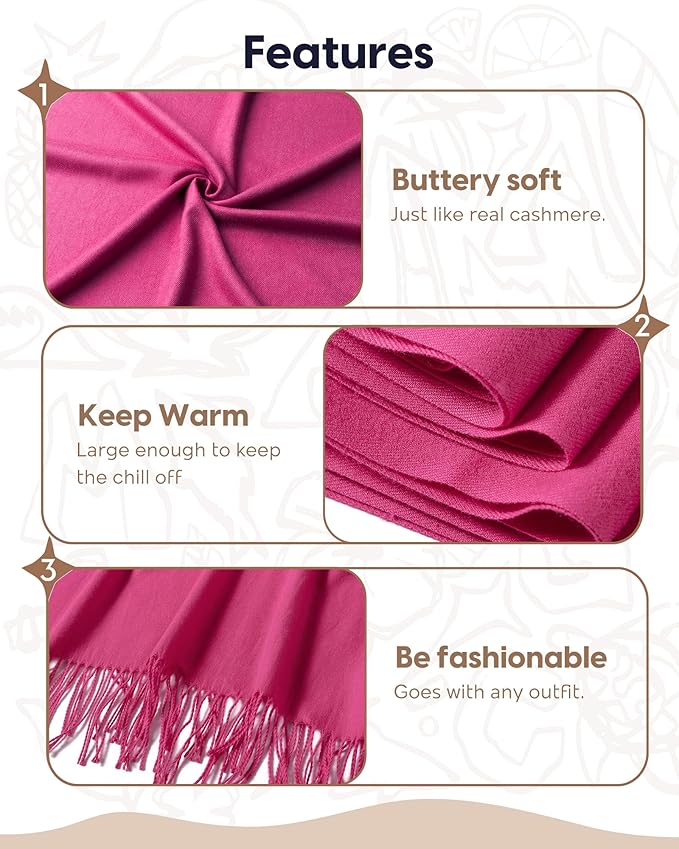 maamgic Women's Winter Scarf Soft Warm Scarf for Women Cozy Shawl Wraps for Women Lightweight Pashmina Style Wrap