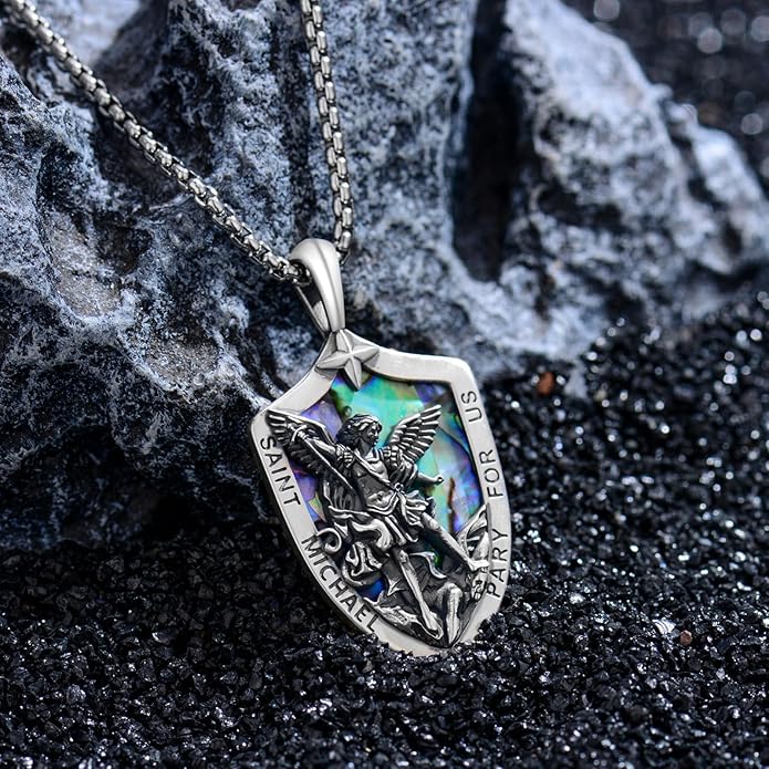 Taioiat Saint Necklace 925 Sterling Silver St Necklace Amulet Pendant Jewelry Religious Gift for Men Women