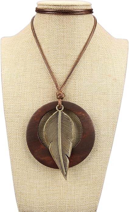 Boho Necklaces for Women Chunky Circle Necklace Layered Boho Circle Leather Choker Necklace Long Vintage Necklaces Bohemian Jewlery Gifts