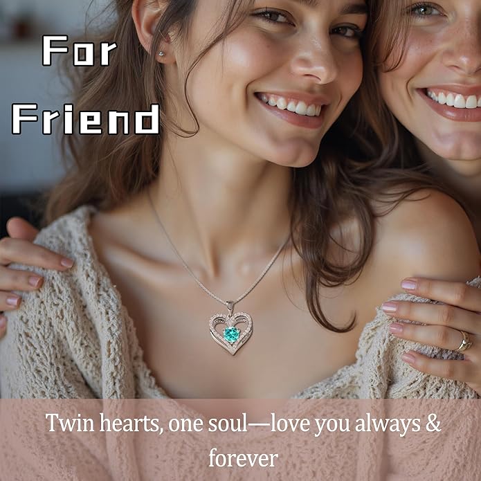 Kuschelkatze Entwined Souls Necklace - Sterling Silver Double Heart Pendant | Engraved 'I Love You Always and Forever' | Gift for Couples, Anniversary, Wedding