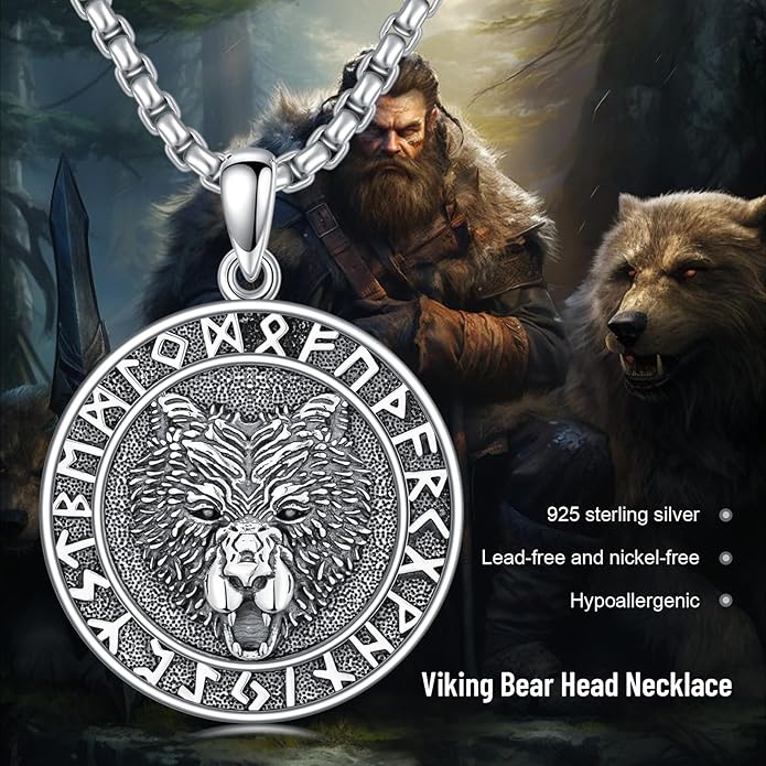 Taioiat viking Pendant Necklace for Men Nordic Celtic 925 Sterling Silver Vintage Mjolnir Jewelry Norse Vikings Gift for Women