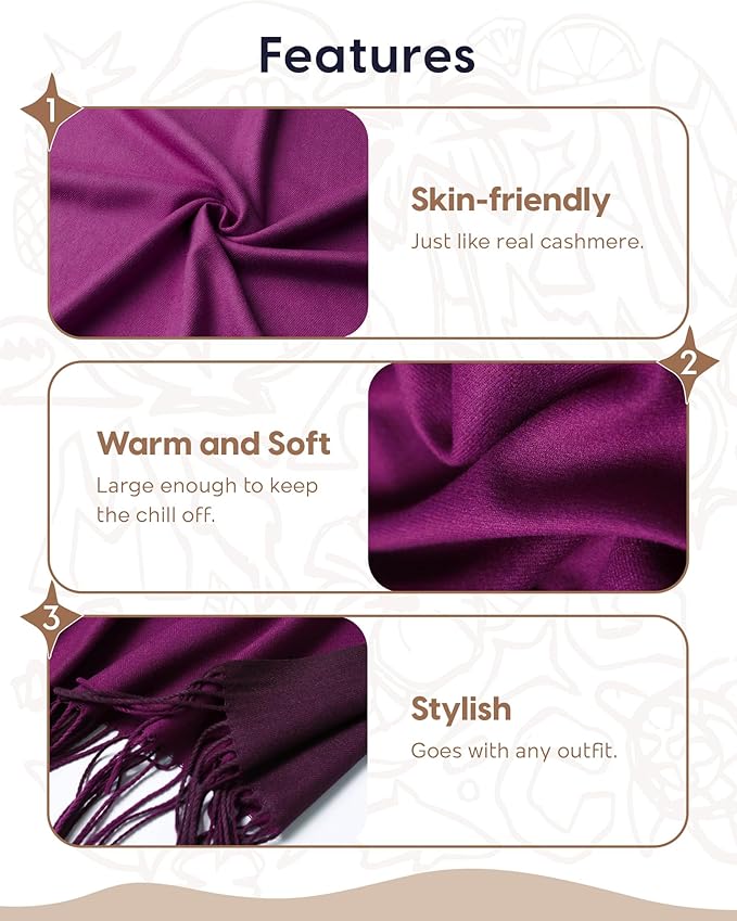 maamgic Women's Winter Scarf Soft Warm Scarf for Women Cozy Shawl Wraps for Women Lightweight Pashmina Style Wrap