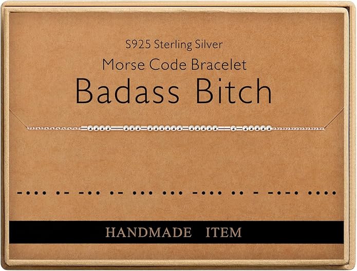 Monily Inspirational Gifts for Women Morse Code Bracelets for Women Funny Bracelet for Friend Funny Gift for Women Sterling Silver Bracelet for Women
