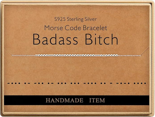 Monily Inspirational Gifts for Women Morse Code Bracelets for Women Funny Bracelet for Friend Funny Gift for Women Sterling Silver Bracelet for Women