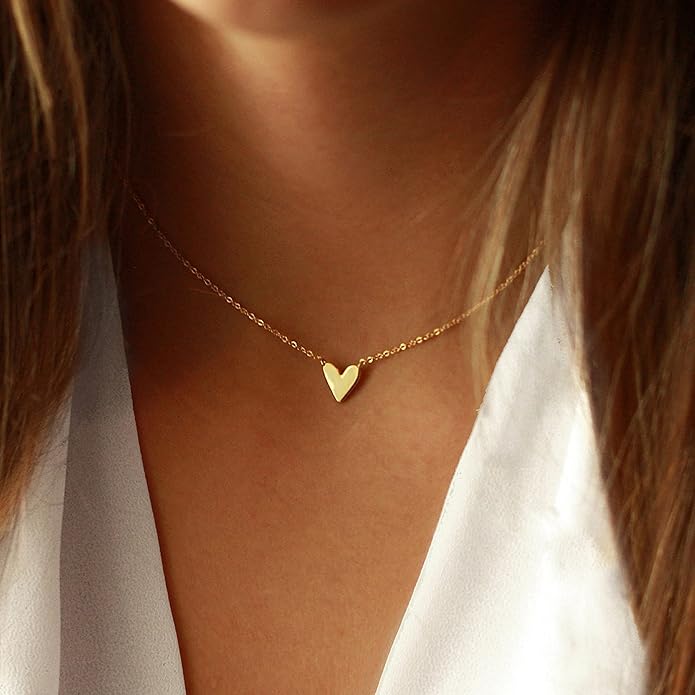 Collner 14K Gold Heart Pendant Necklace for Women Dainty Star Necklace Tiny Evil Eye Choker Necklace Boho Crescent Moon Necklace Minimalist Jewelry