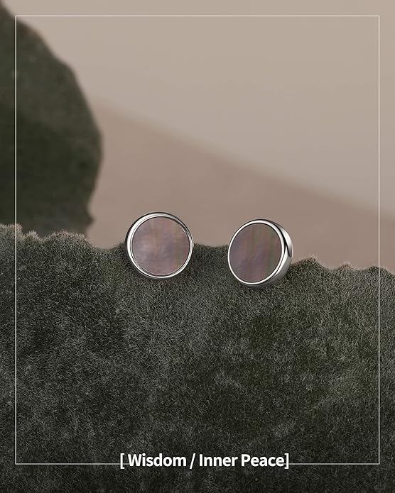 S.Leaf Gold Stud Earrings for Women 925 Sterling Silver Hypoallergenic Mother of Pearl Shell Stud Chain Earrings Friendship Jewelry Gifts for Women Her