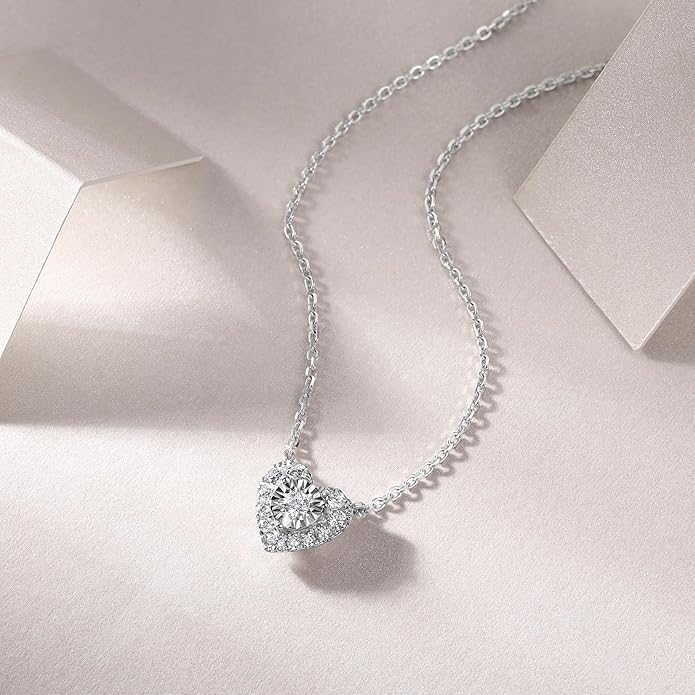 Sterling Silver Lab Grown Diamond Halo Pendant Necklace, Chain Included,ideal gift for anniversaries, birthdays, or any milestone celebration