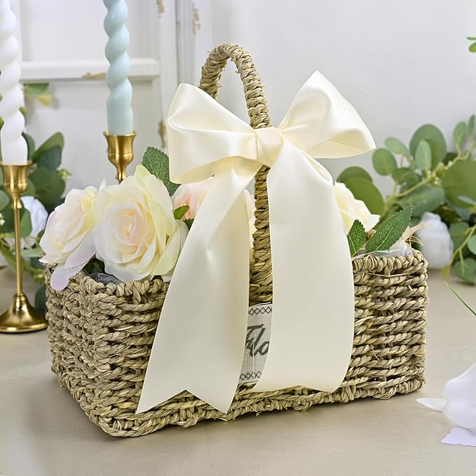 LEEQE Ivory Satin Ribbon 3 inch X 15 Yards Polyester Ribbon for Gift Wrapping Very Suitable for Weddings Party Hair Bow Invitation Decorations and More