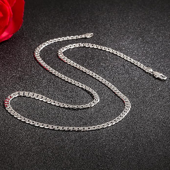 Dankadi Men 925 Sterling Silver Necklace 3-4-5MM Italy Diamond Cut Cuban Link Chain 16 "17" 18 "19" 20 "22" 24 "26" 28 "30" Fine Jewelry Gifts For Women