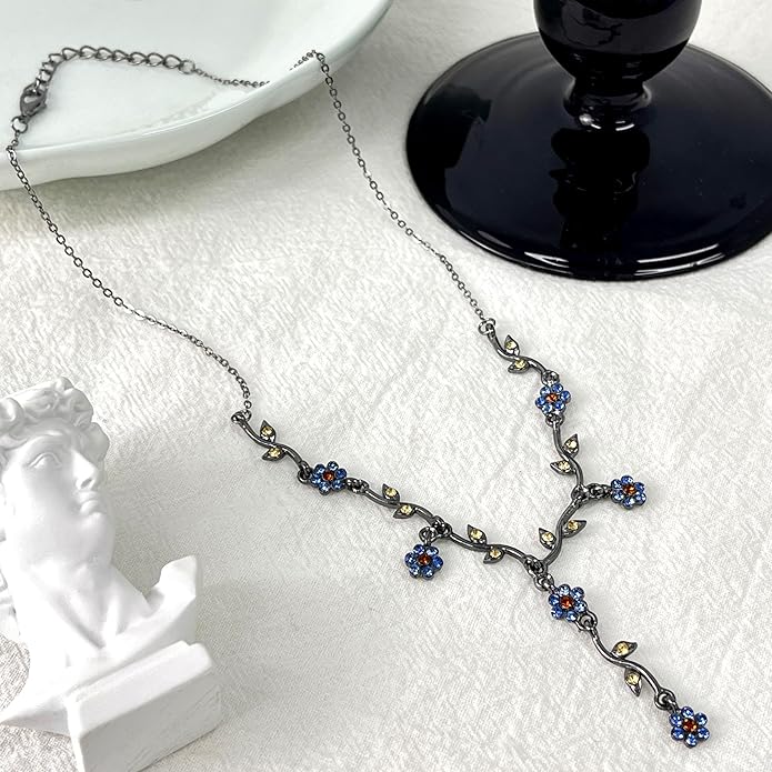 Irregular Y2k Long Y-shaped Necklace with Zircon Inlaid Sparkling Brick Tassel Pendant Double-Layer Chain High-end Fashion Accessory Women's