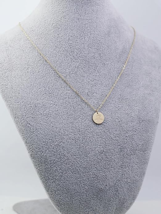 Birth Flower Necklace, 14K Gold Plated Floral Pendant Necklaces for Women, Simple Dainty Birth Month Flower Necklace, Birthday Jewelry for Women - 12 Month