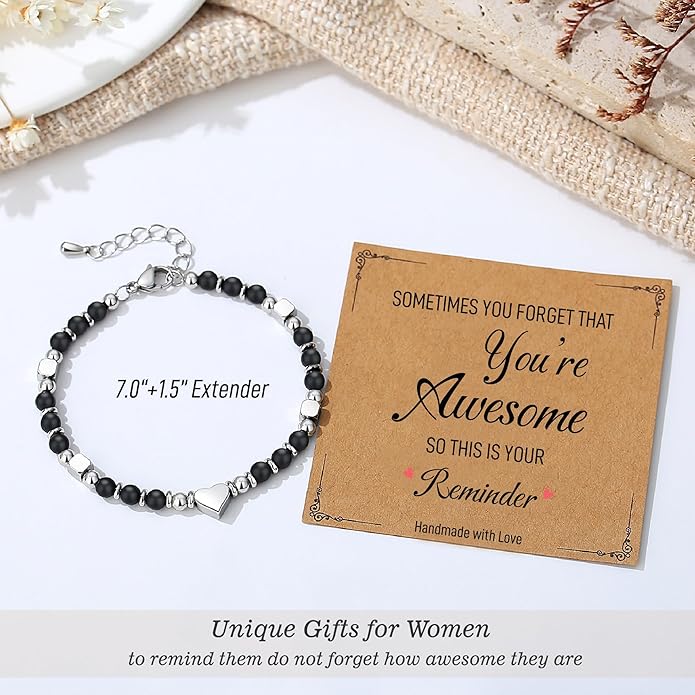 TONY & SANDY Tiny Beaded Bracelets for Women, Sometimes You Forget You're Awesome Gift, Unique Stocking Stuffers for Women, Mom, Daughter, Wife, Coworker, Best Friend, Bestie, Granddaughter