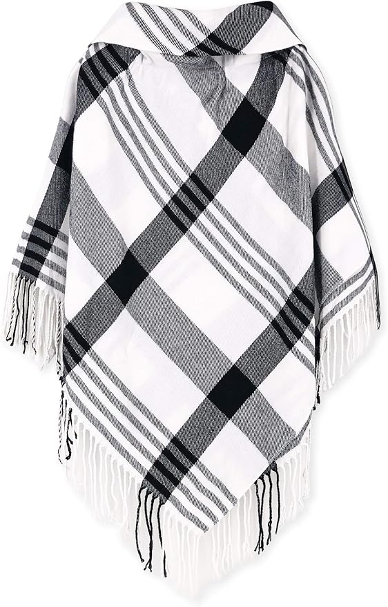 Moss Rose Women's Travel Plaid Shawl Wrap Open Front Poncho Cape for Fall Winter