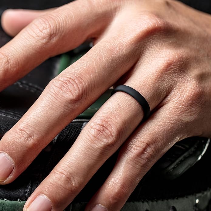 ThunderFit Silicone Rings for Him and Her, Rubber Wedding Engagement Bands Unisex, 1.8mm Thick in 4mm & 8mm Widths