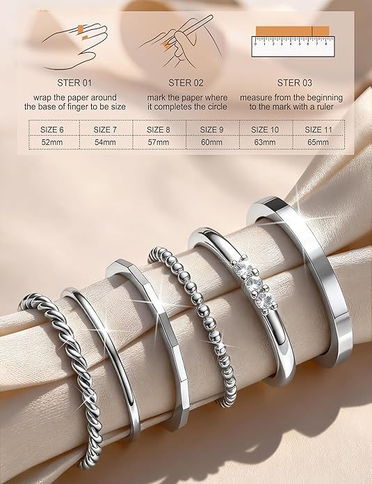 FIBO STEEL 14K Gold Plated Stackable Rings for Women Non Tarnish - Dainty Rings Cubic Zirconia Thin Ring Set Minimalist Thumb Stacking Ring Size 5-11