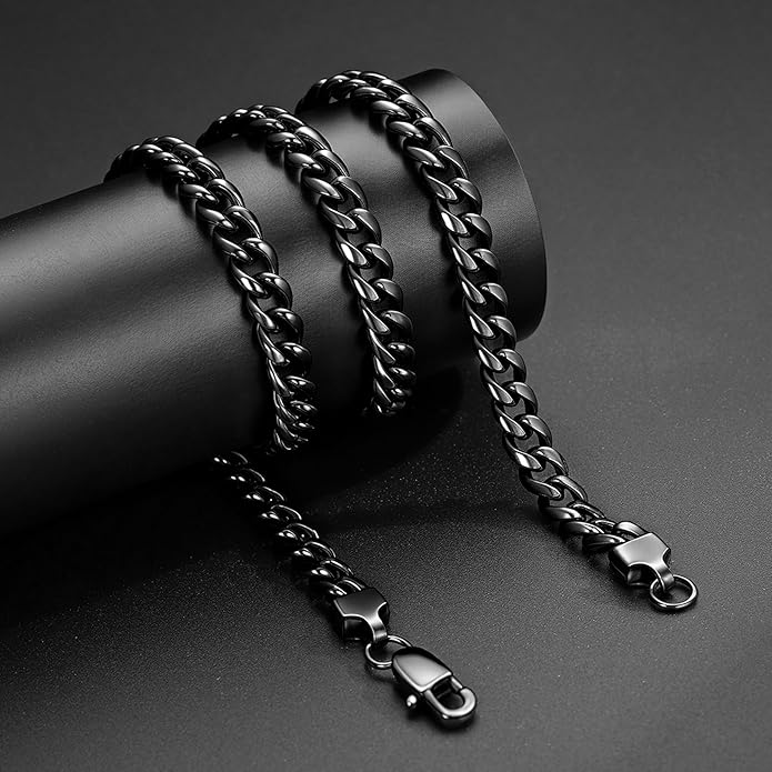 PAERAPAK Cuban Link Chain Gifts for Men Him - Necklace Gifts for Husband Son Grandson, Anniversary Fathers Day Birthday Gift for Men Husband, 7mm Width Stainless Steel Cuban Chain Necklace Jewelry