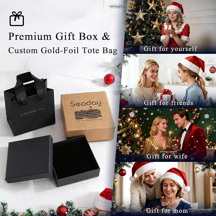SEADAY Hoop/Stud Earrings Set for Women,Hypoallergenic Lightweight Non-Tarnish Everyday Earrings,Dainty Gold/Rhodium Plated Jewelry,Fashion Accessories,Christmas/Birthday Gift for Women Men