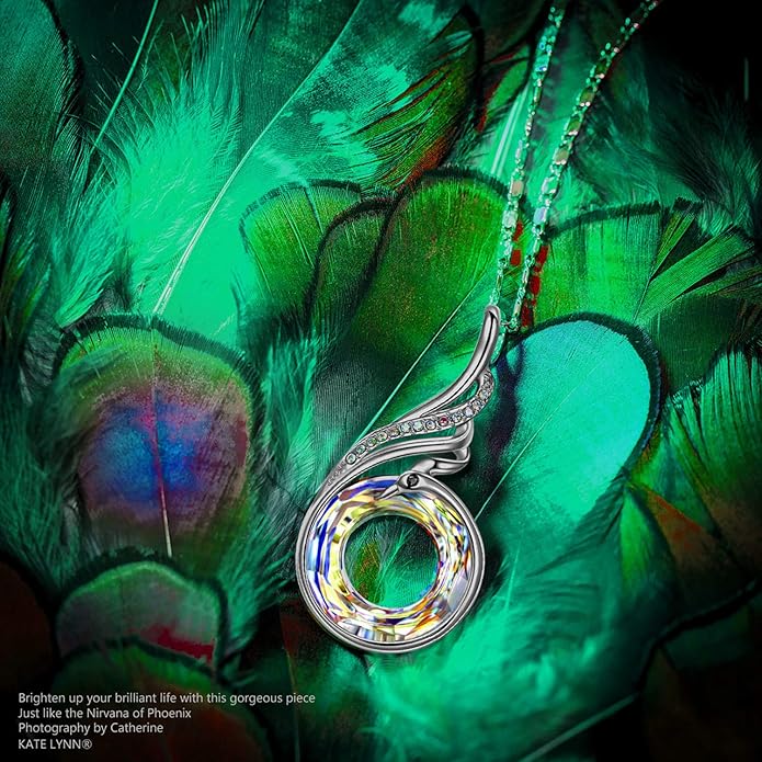 Kate Lynn "Rise From the Ashes Phoenix Necklace Made with Crystals from Austria, 18"+2" Necklace, Packaged with Jewelry Box, Birthday Gift for Women, Symbol of Luck and Renewal