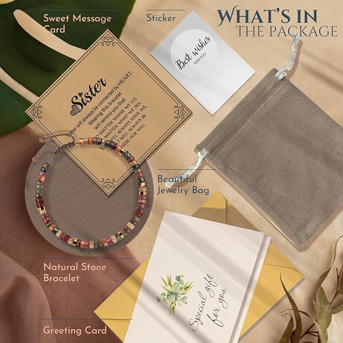 30th 40th 50th 60th 70th 80th Birthday Gifts for Women, Natural Stone Bracelet Birthday Gifts for Mom Daughter Grandma Sister Friends Coworker