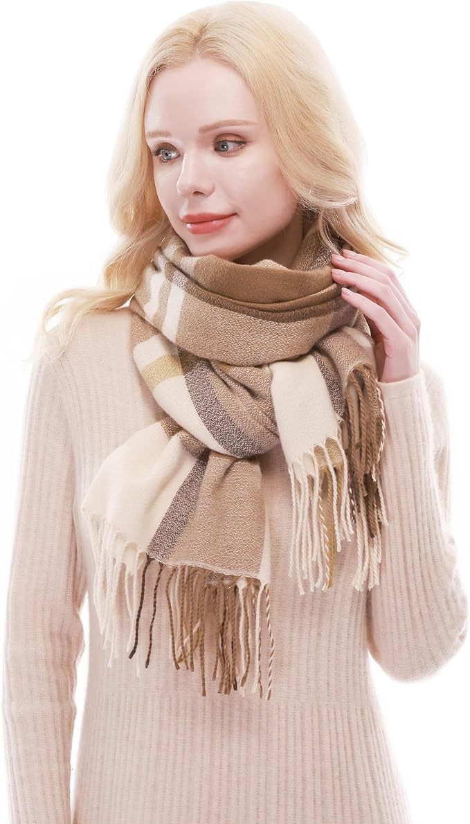 RIIQIICHY Plaid Scarf for Women Fall Winter Pashmina Scarves Wraps for Cold Weather Warm Large