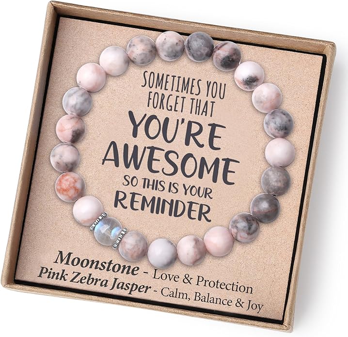 Christmas Stocking Stuffers for Kids/Girls/Teens-Love/Encouragement-Natural Crystal Bracelets-Handmade Cute Gifts