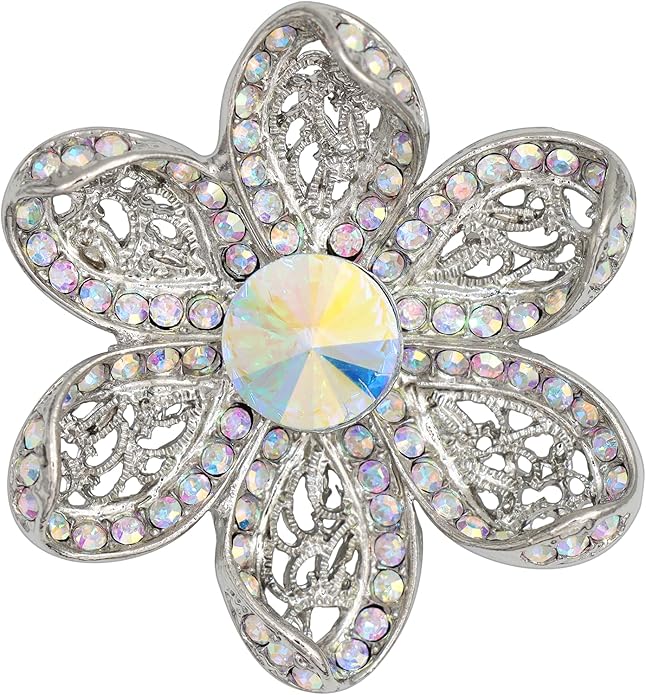 Jerler Sliver Crystal Brooch Pin Rhinestone Lapel Pin Jewelry for Women, Banquet Scarf Pearl Pins for Wedding Bridal Party