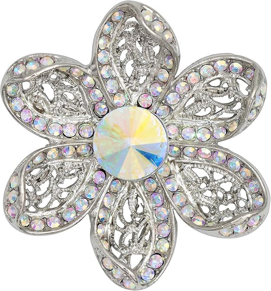 Jerler Sliver Crystal Brooch Pin Rhinestone Lapel Pin Jewelry for Women, Banquet Scarf Pearl Pins for Wedding Bridal Party