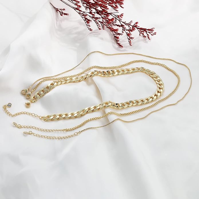 Freekiss Herringbone Necklace for Women,Dainty Gold Necklace,14k Gold Plated Snake,Gold Chain Choker Necklaces,Simple Gold Layered Necklaces,Gold Jewelry Gift for Women