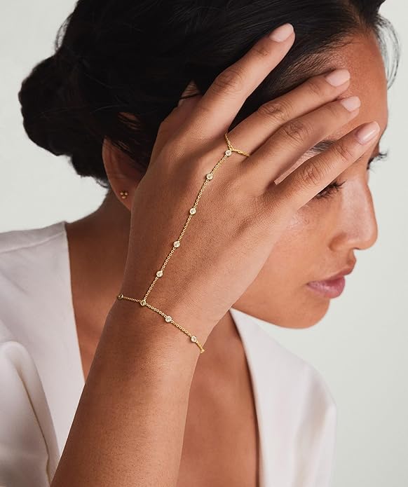 Hand Chain Bracelet for Women, Finger Ring Bracelets for Women Trendy, Dainty Simple Waterproof Bracelet Fashion Jewelry for Women