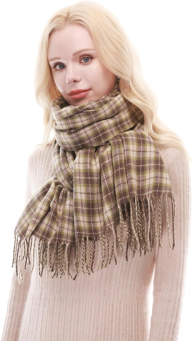 RIIQIICHY Plaid Scarf for Women Fall Winter Pashmina Scarves Wraps for Cold Weather Warm Large