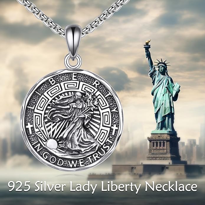 YFN Patron Saint Necklace Sterling Silver Amulet Medal Pendant Religious Protector Jewelry Gifts for Women Men