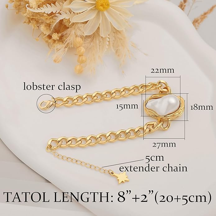SOFYBJA 18k Gold Plated Personalized Chunky Cuban Oval Link Chain Bracelets for Men Toggle Rope Bracelet Jewelry for Women